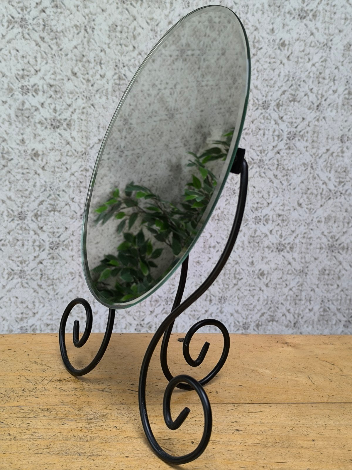 Ikea MYKEN Miroir de table en métal. (Vintage 1999)., Moins de 100 cm, Enlèvement, Utilisé, Ovale