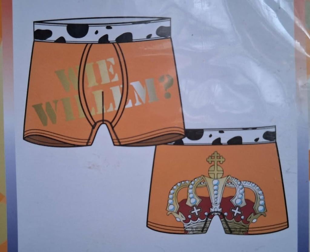 Te koop nieuwe oranje boxer met print Wie Willem? (maat: XL), Enlèvement ou Envoi, Orange, Ja, Ik Willem!, Boxer