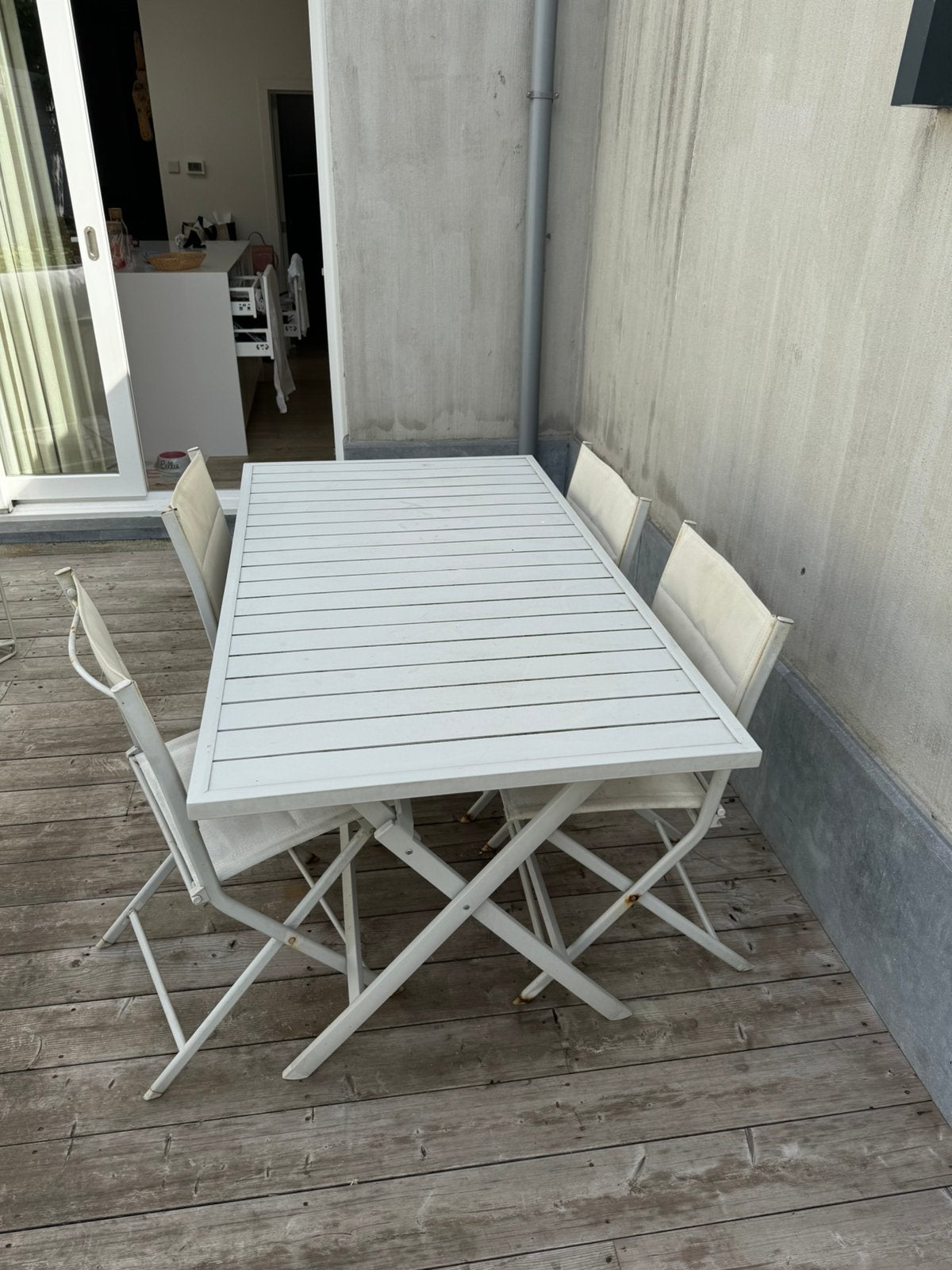 Terras tafel en 4 stoelen CASA te koop, Enlèvement, Utilisé