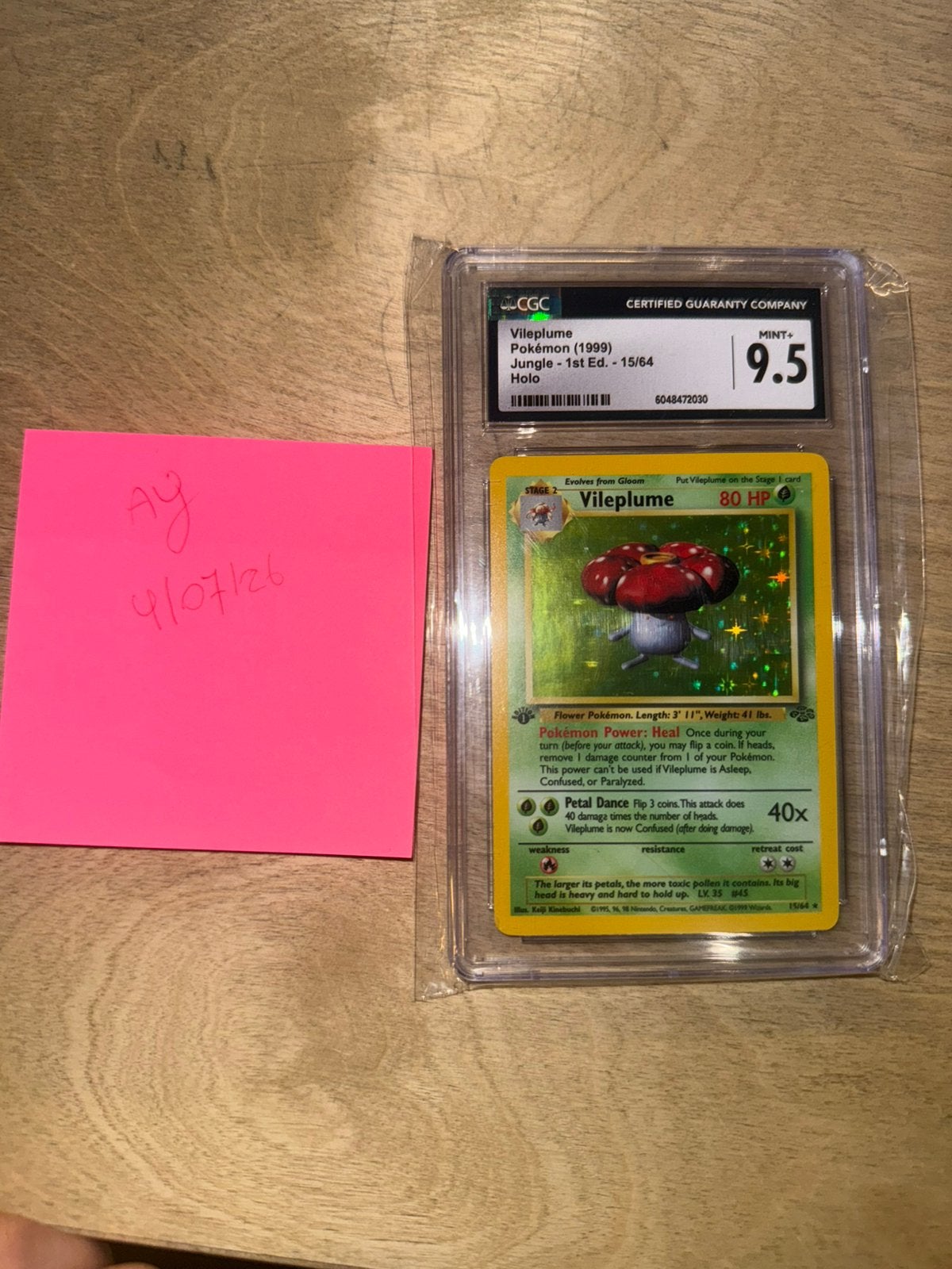 CGC 9.5 Vileplume 1st Edition Holo 15/64 – Jungle 1999, Hobby en Vrije tijd, Verzamelkaartspellen | Pokémon, Ophalen, Zo goed als nieuw