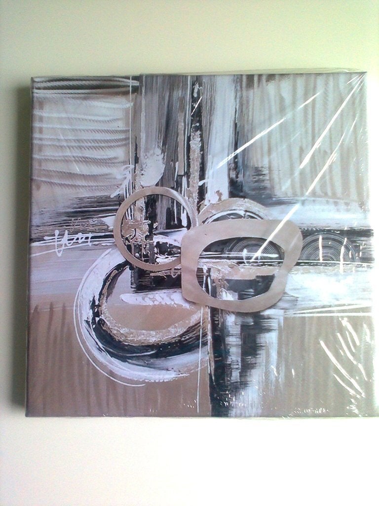 Tableau Toile déco carré abstrait gris 30 x 30 cm, Neuf, 30 cm, Tableau, Bois