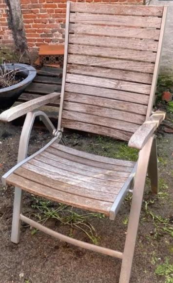 Houten tuinstoel, Jardin & Terrasse, Chaises de jardin, Enlèvement, Utilisé, Bois, Ajustable