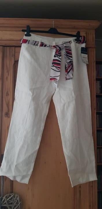 Witte linnen broek M 42, Wit, SIXTH SENSE, Maat 42/44 (L), Nieuw