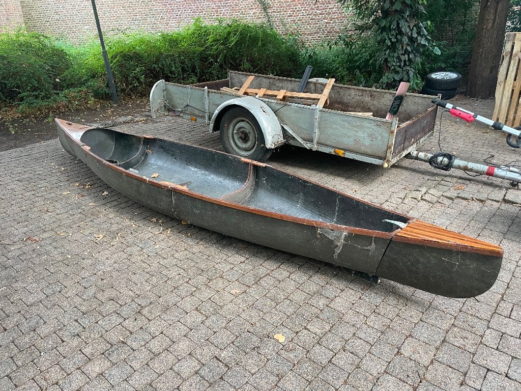 Houten kano boot, Watersport en Boten, Kano's, Ophalen, Gebruikt, Overige typen, Met peddels