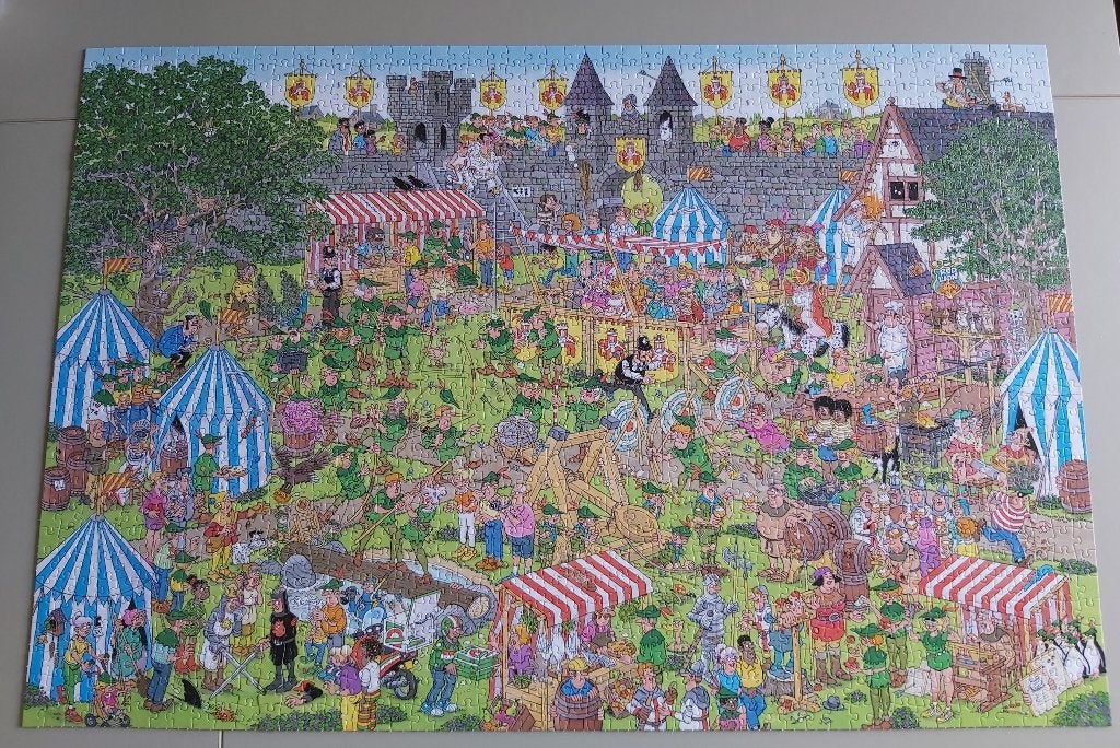 Cartoonpuzzel Jan van Haasteren: Robin Hood festival-1500st, Ophalen of Verzenden, 500 t/m 1500 stukjes, Zo goed als nieuw, Legpuzzel