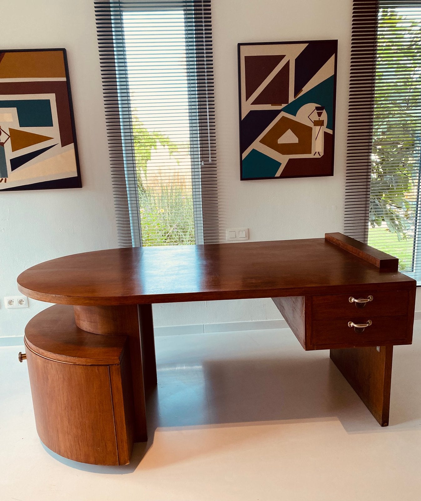 Art deco bureau mid-century, Antiquités & Art, Enlèvement
