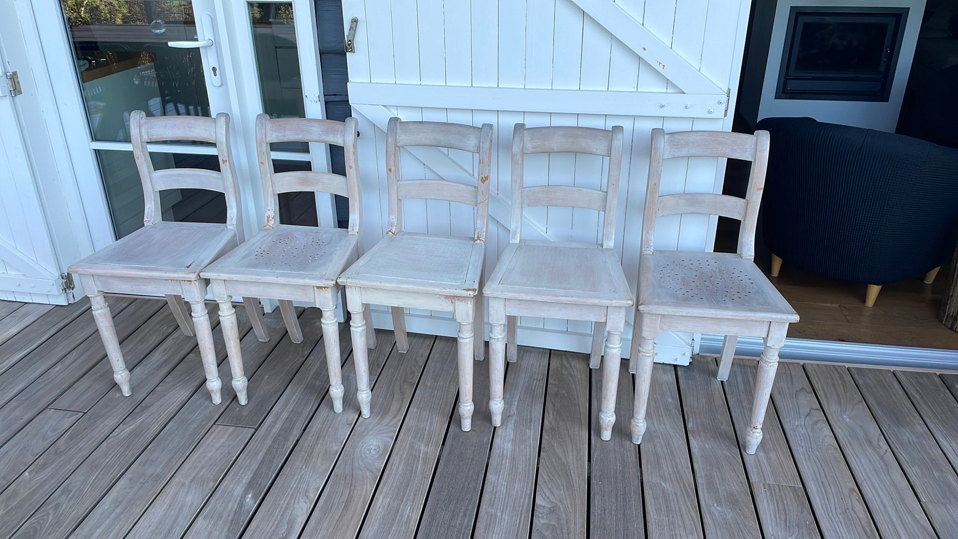 Cerused Herve stoelen, Huis en Inrichting, Stoelen, Ophalen, Chaises de Herve, Gebruikt, Grijs