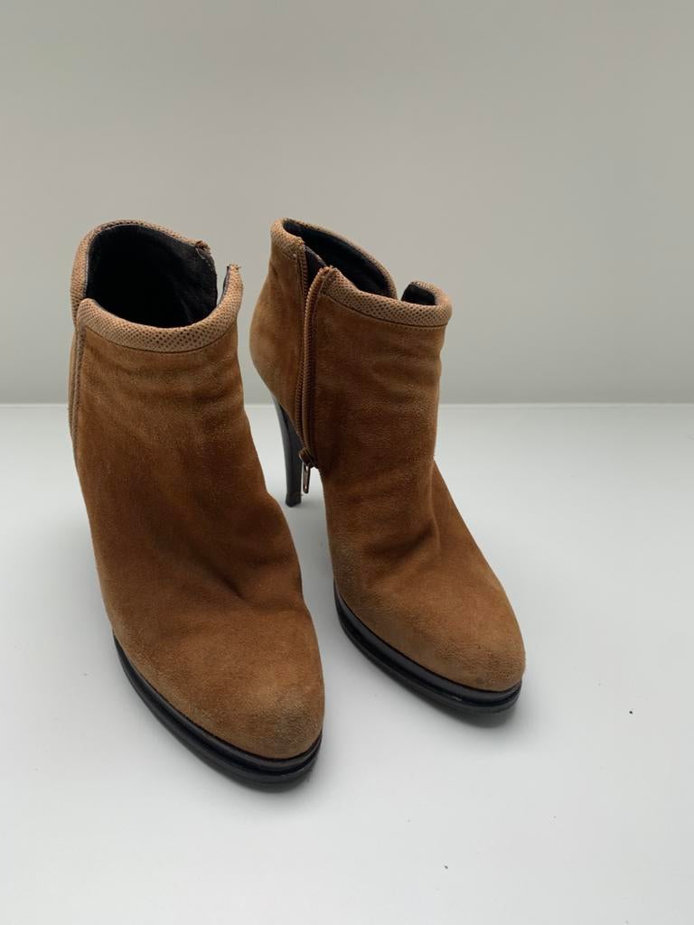 Hoge hak laarsjes, denim , kleur roest/koper, Ophalen, Overige kleuren, Lage of Enkellaarzen, Zo goed als nieuw