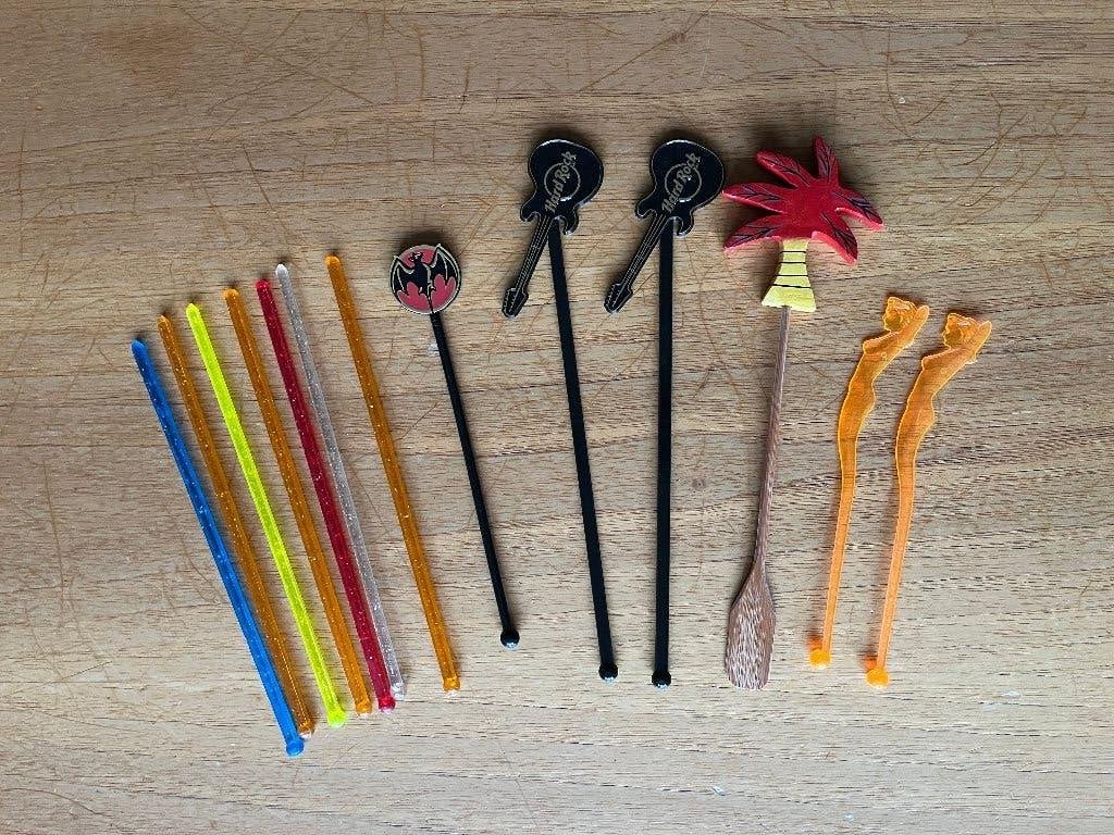 set van 13 cocktailroerstaafjes, Ophalen of Verzenden, Zo goed als nieuw, Los bestek, Overige typen