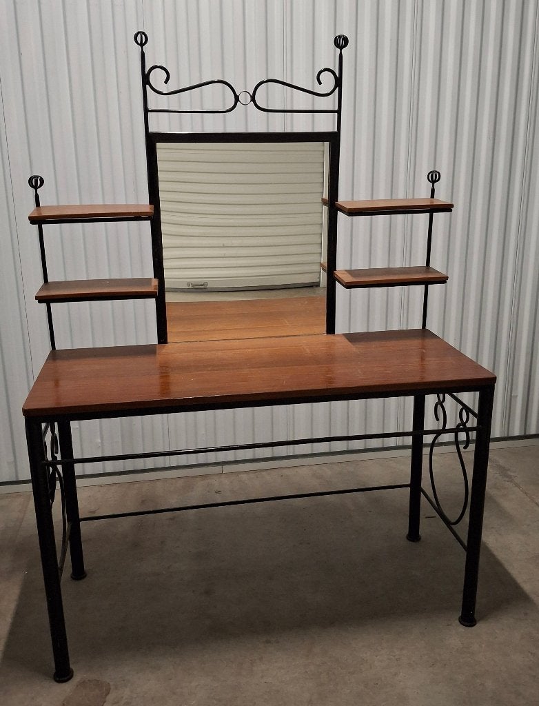 Coiffeuse bois massif et fer forgé, Maison & Meubles, 100 à 150 cm, Utilisé, Bois, 150 à 200 cm