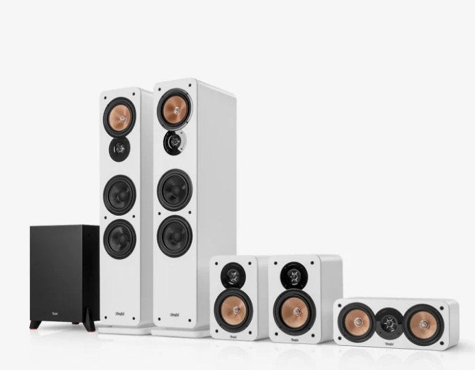 Ensemble 5.1.4 Teufel ULTIMA 40 blanc + 2paires Reflect 2, TV, Hi-fi & Vidéo, Autres marques, Comme neuf, Enlèvement, 70 watts ou plus