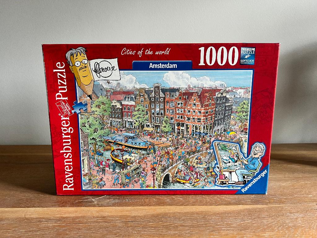 Puzzel Ravensburger Cities of the world - Amsterdam, Ophalen of Verzenden, 500 t/m 1500 stukjes, Zo goed als nieuw, Legpuzzel