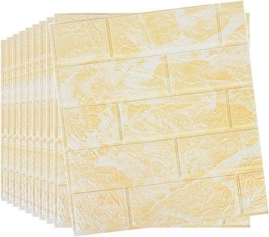 3D wandpanelen zelfklevend, 10 stuks, marmergeel, Ophalen, Nieuw, Overige materialen, Minder dan 20 mm
