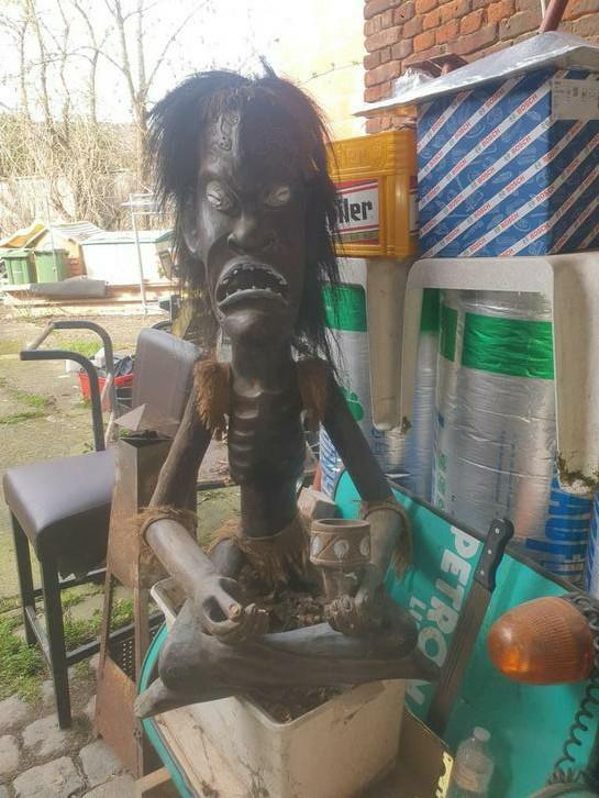 Grande statue tribale en bois unique (103 cm) - Style Tiki /, Antiquités & Art, Art | Sculptures & Bois, Enlèvement