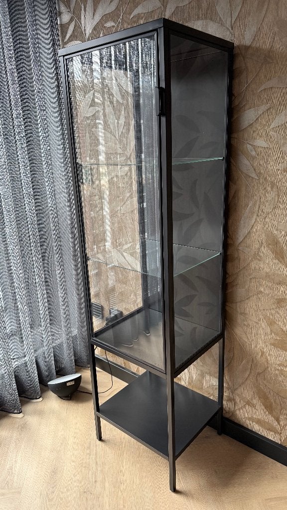 IKEA RUDSTA Vitrinekast – Antraciet met glas, Ophalen, Minder dan 50 cm, Met deur(en), Zo goed als nieuw