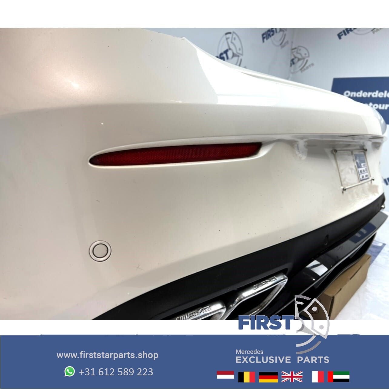 A205 C205 C63 C63S AMG ACHTERBUMPER COMPLEET PARELMOER WIT M, Gebruikt, -, Ophalen of Verzenden, Achter