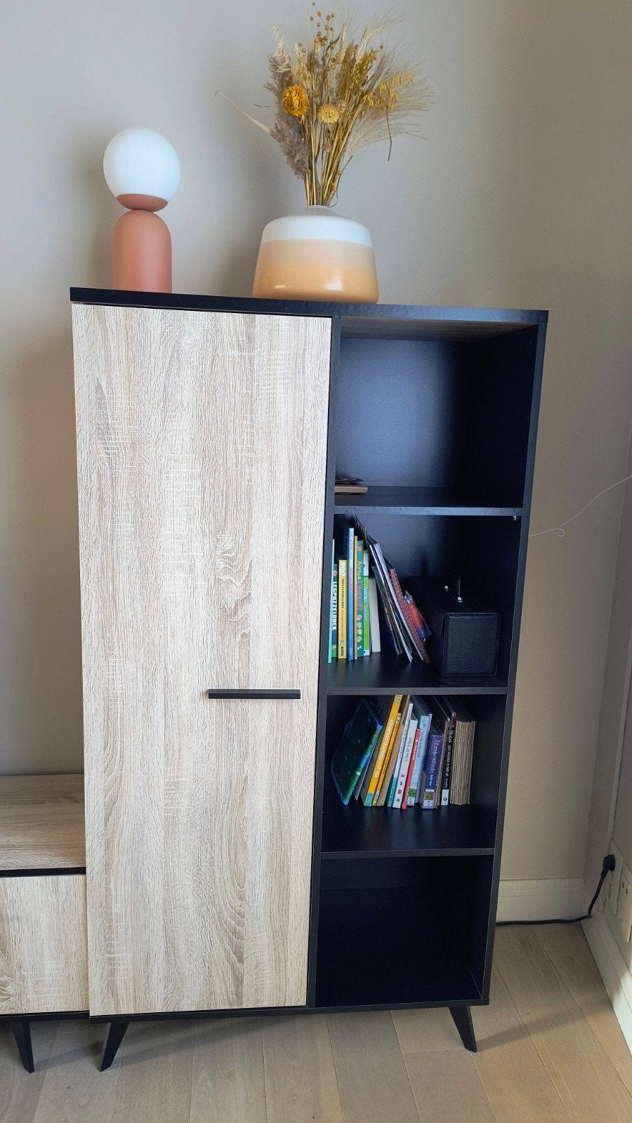 barkast / boekenkast, Ophalen, Met deur(en), Eikenhout, 50 tot 100 cm
