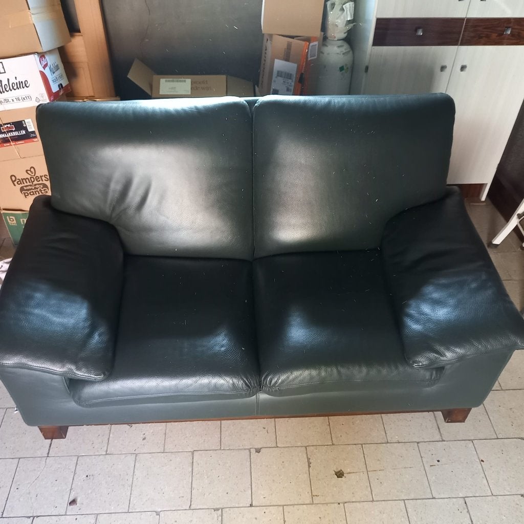 lederen zetel, Huis en Inrichting, Ophalen, Gebruikt, 150 tot 200 cm, Tweepersoons