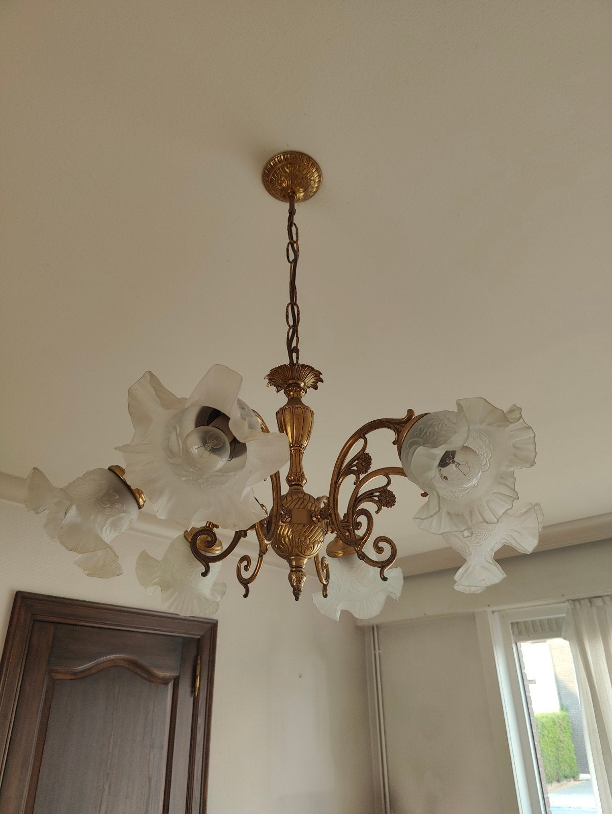 Lustre vintage, Maison & Meubles, Lampes | Lustres, Enlèvement, Utilisé, Verre, Vintage