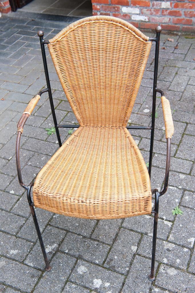 metalen stoelen, Maison & Meubles, Chaises, Enlèvement, Utilisé, Osier ou Rotin, Metaal met rieten zit