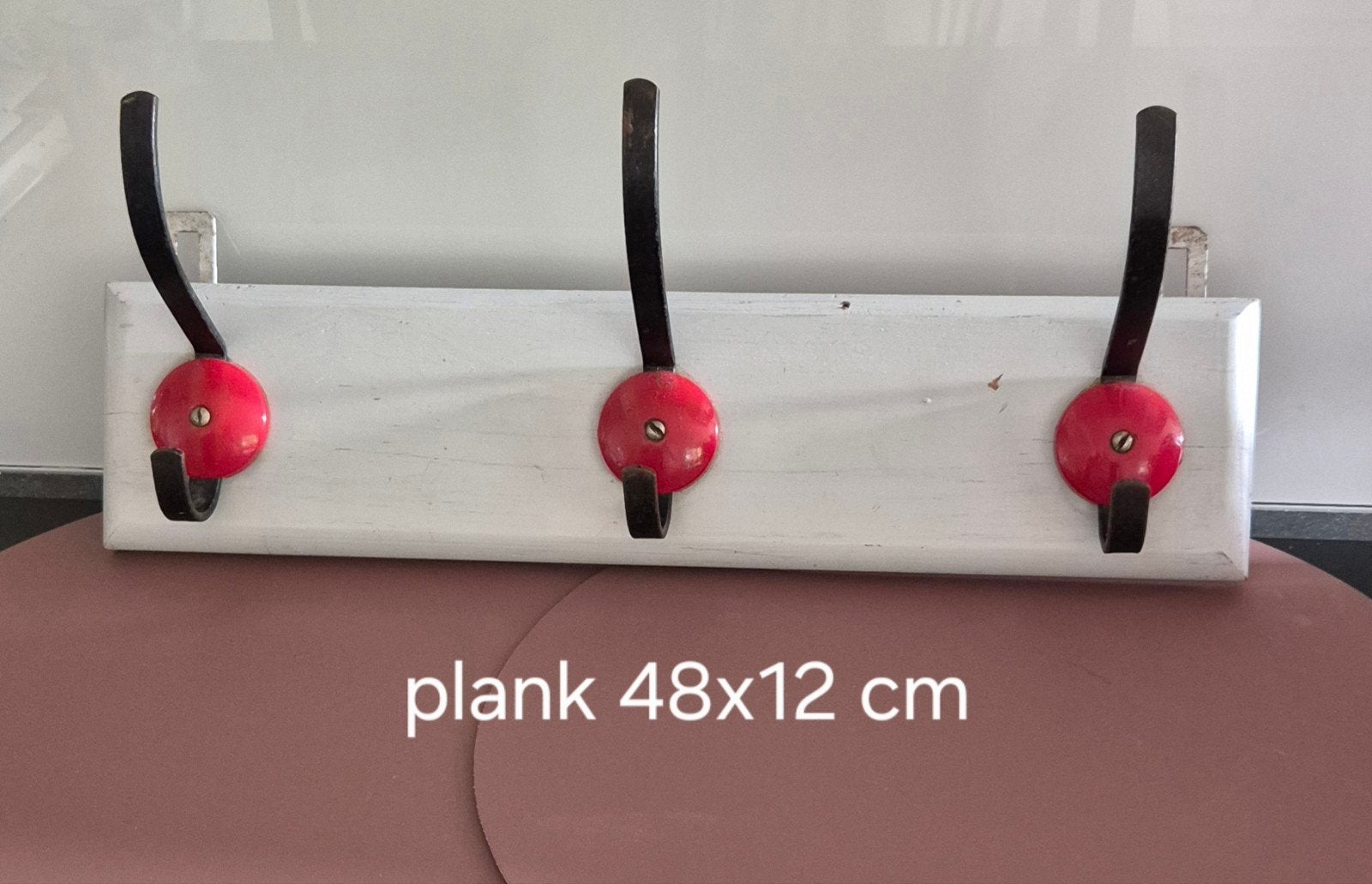Vintage retro wandkapstok met rode bollen – Jaren 50/60, Ophalen