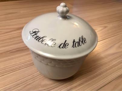Poubelle de table ancienne en porcelaine, Enlèvement