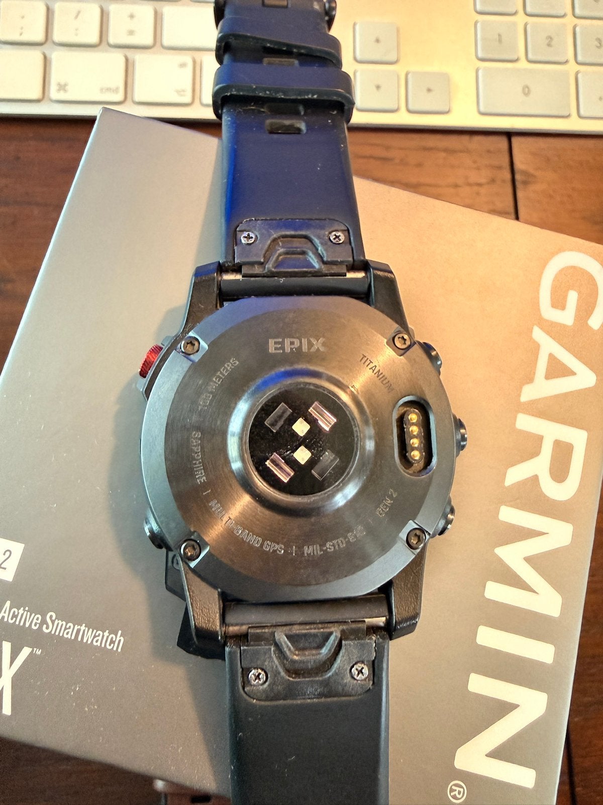 Garmin Epix Gen 2 Sapphire titanium zonder doos, Handtassen en Accessoires, Stappen, Zwart, Ophalen of Verzenden, Zo goed als nieuw