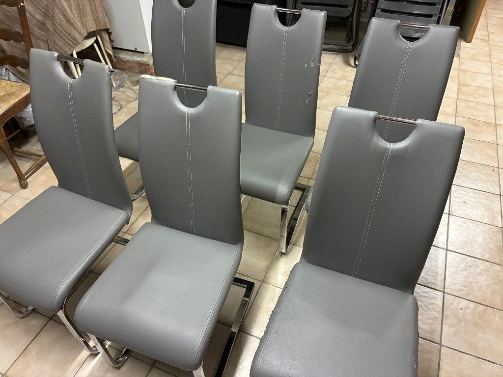 6 chaises de salle à manger gratuites, Gris, Métal, Enlèvement, Cinq, Six Chaises ou plus