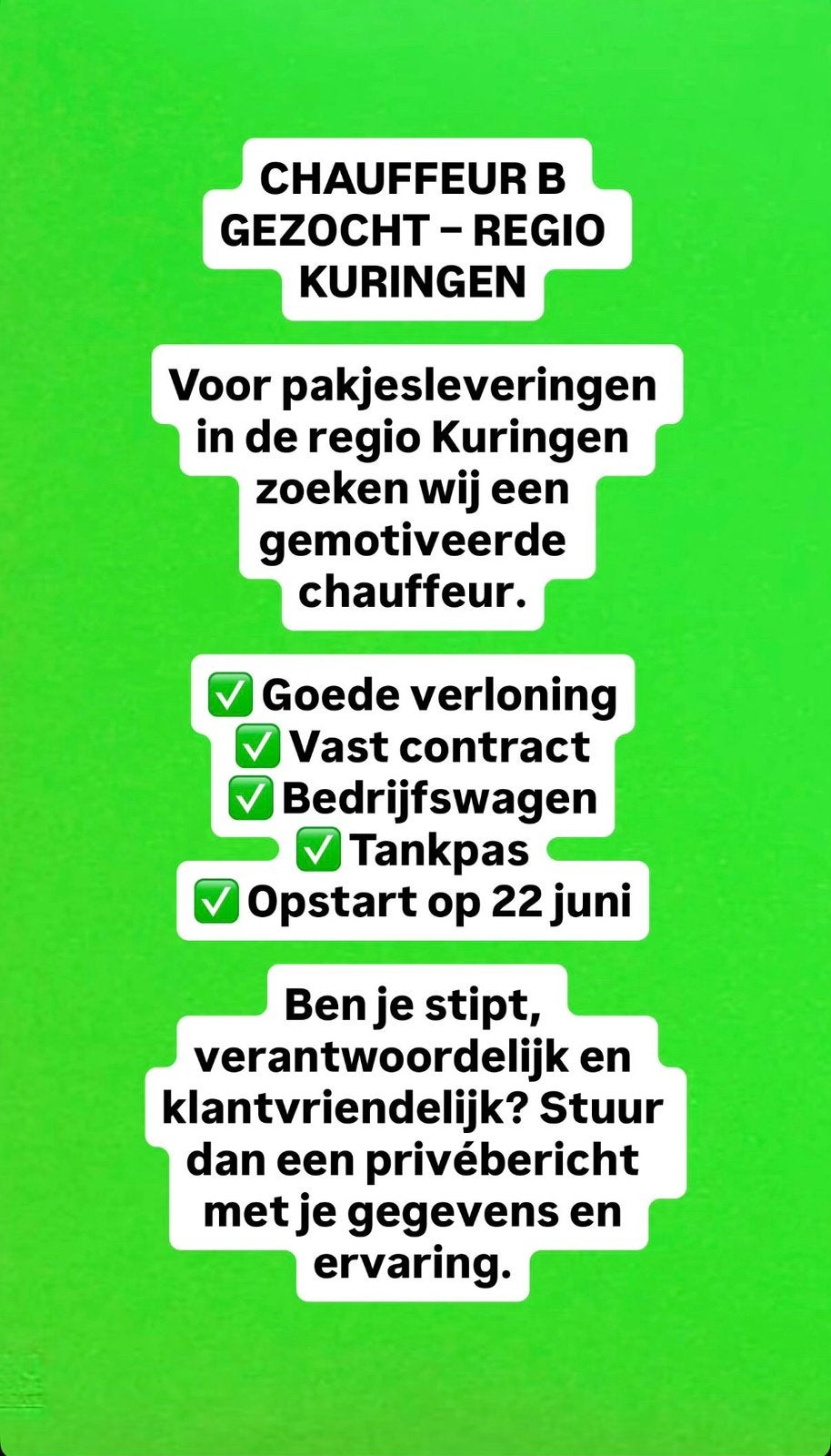 Koerier gezocht, Offres d'emploi, Emplois | Travail à domicile, Contrat à durée indéterminée