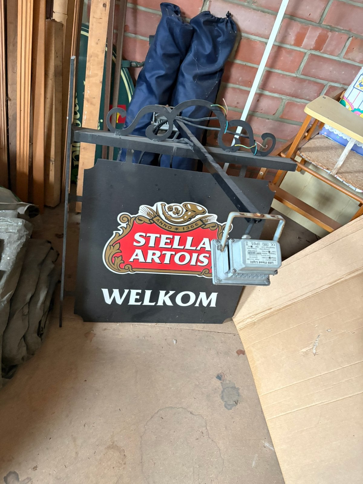 Stella artois Reclamebord buitenverlichting, Verzamelen, Biermerken, Ophalen, Zo goed als nieuw