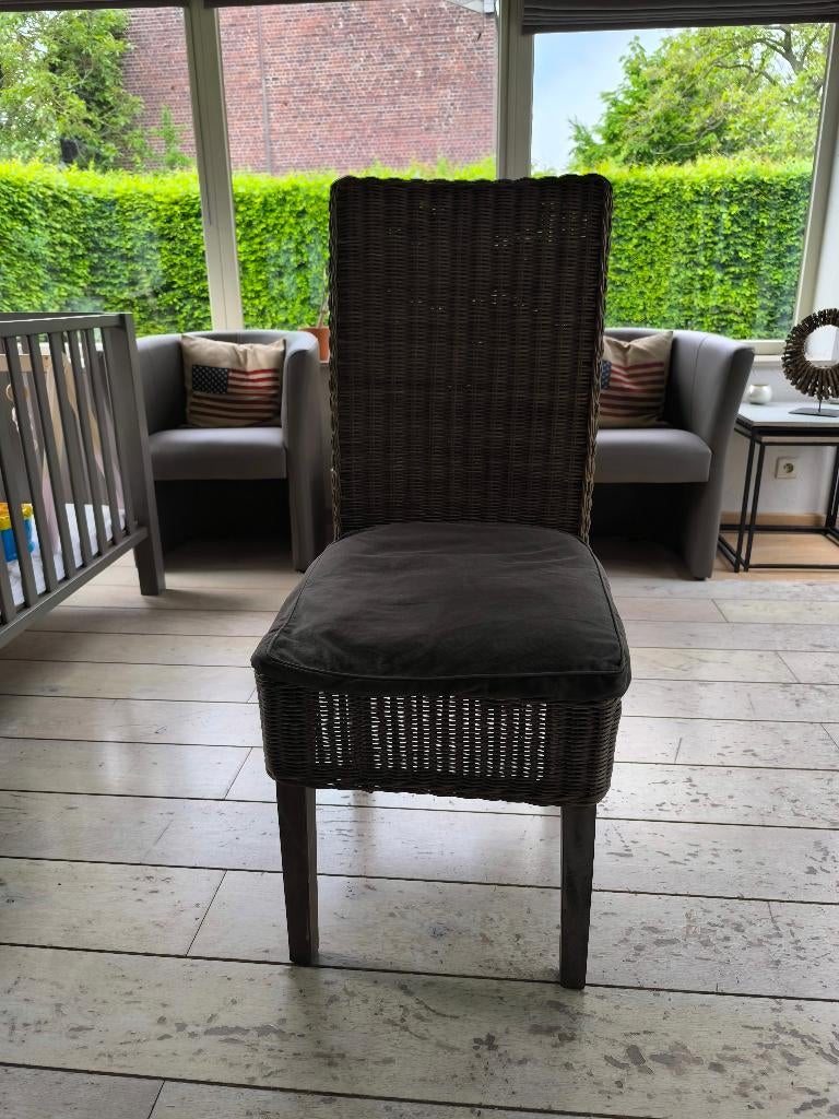 6 eetkamerstoelen, Huis en Inrichting, Ophalen, Gebruikt, Riet of Rotan, Grijs
