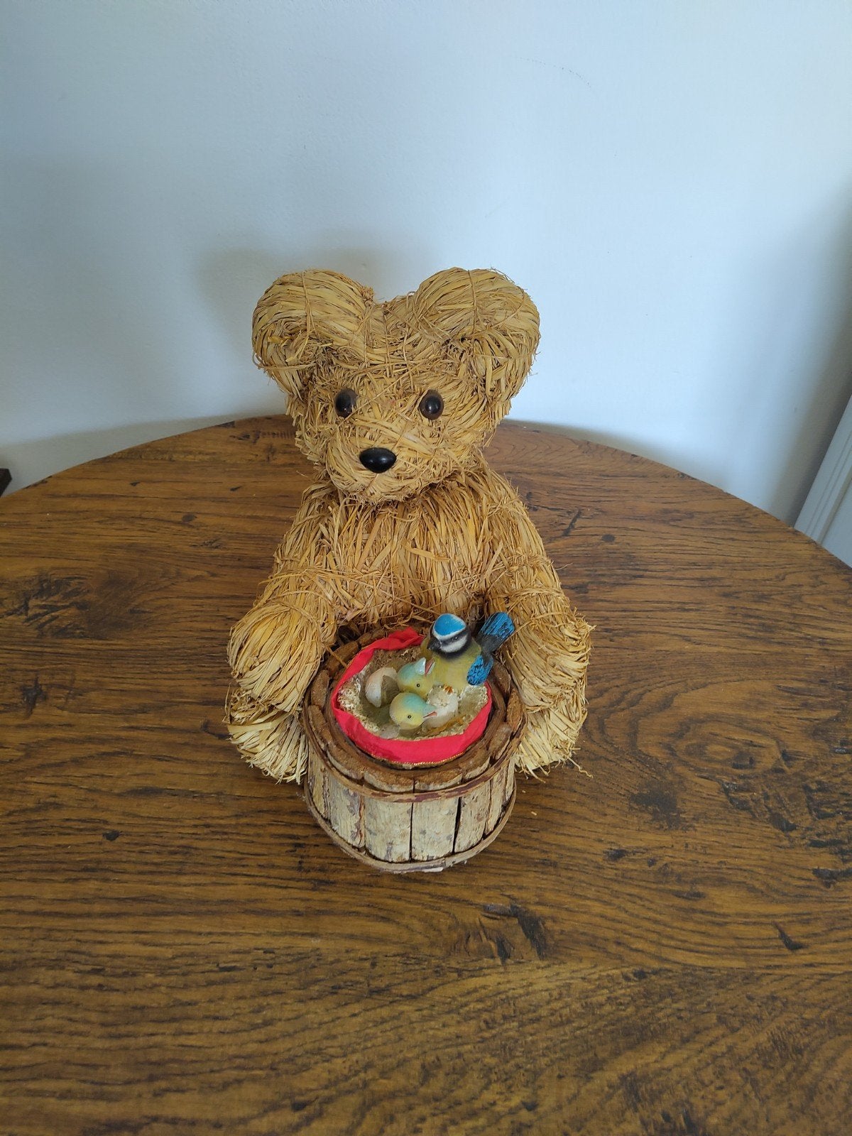 🐻 Ours Cherished Teddies en Paille avec Nid d'Oiseaux, Collections, Ours & Peluches, Comme neuf, Autres types, Cherished Teddies