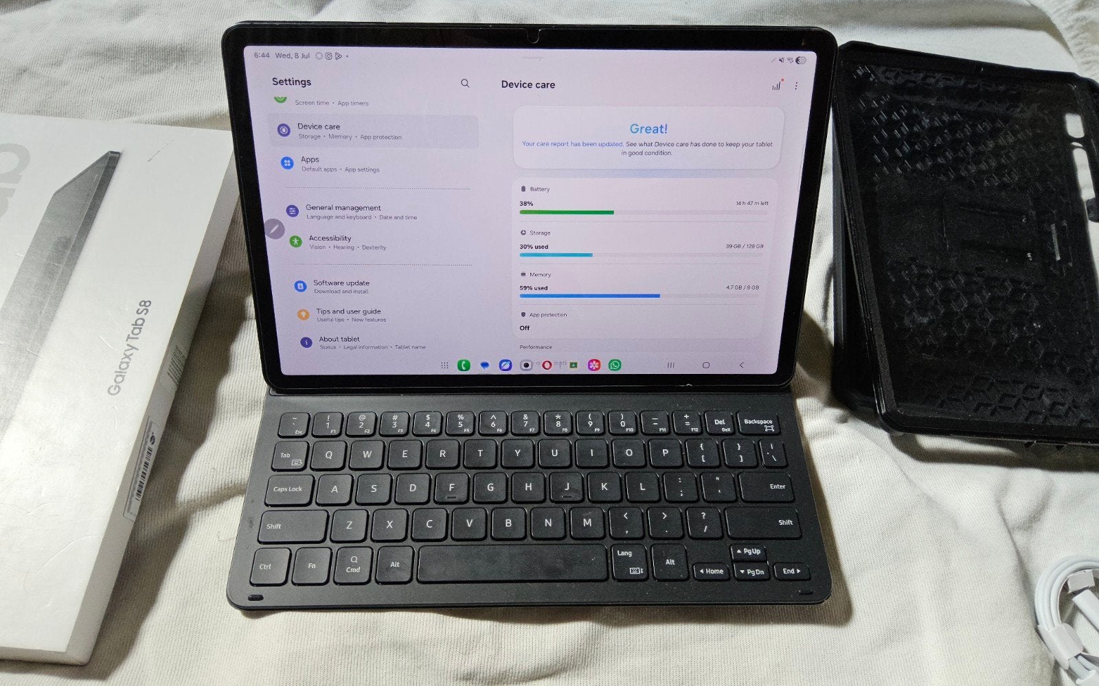 Samsung Galaxy Tab S8 presque neuf, 256 Go et accessoires., Enlèvement ou Envoi, 11 pouces, Mémoire extensible