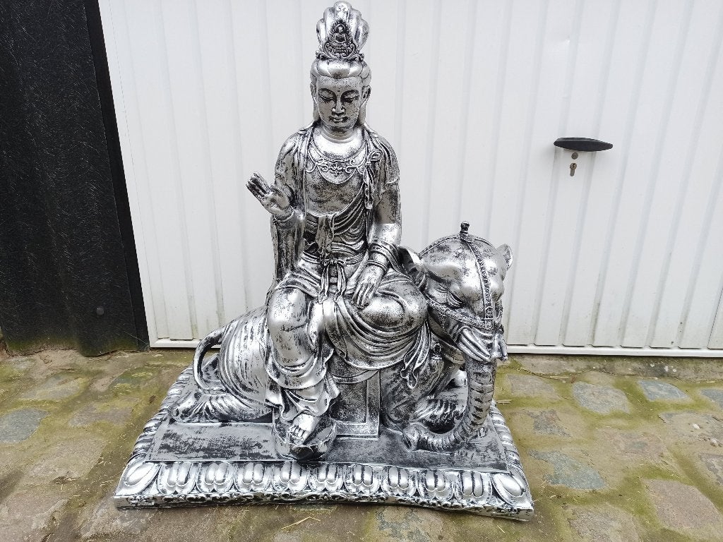 zittende quan yin op olifant, Tuin en Terras, Ophalen, Nieuw, Kunststof, Boeddhabeeld