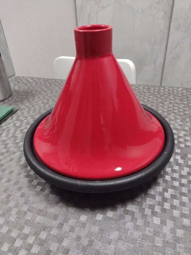 Mooie TAJINE - als nieuw - 30 cm, Ophalen, Gietijzer, Met deksel, Tajine