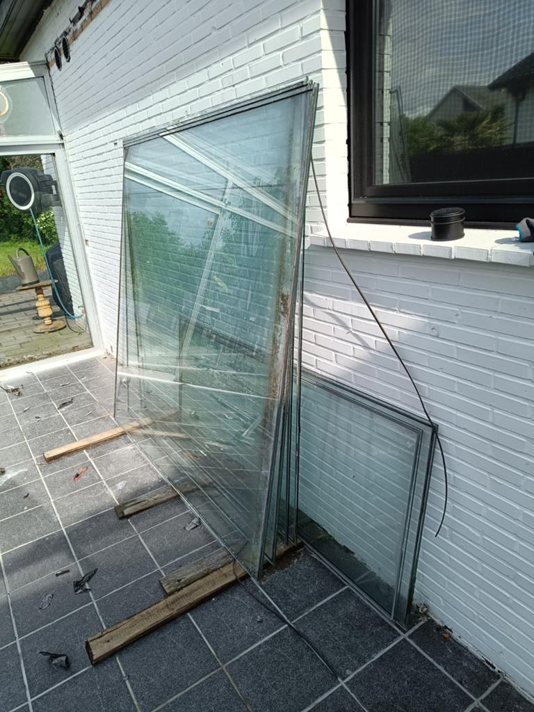 Enkel glas, 7 panelen, Doe-het-zelf en Bouw, Glas en Ramen, Ophalen