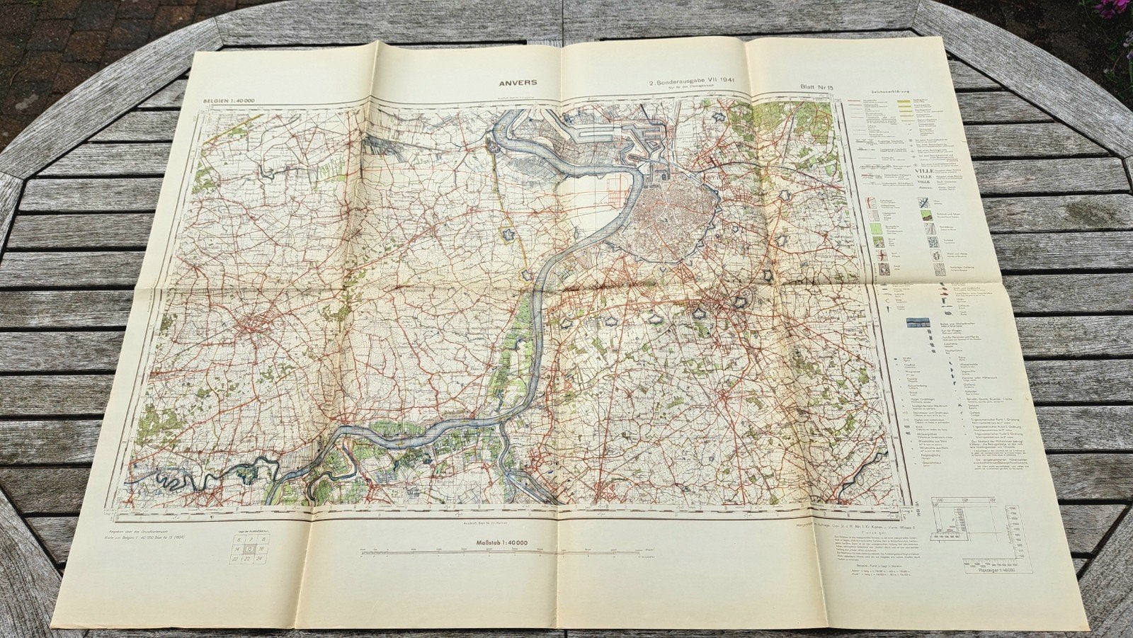 Carte Etat-Major allemande 1941 German Map ANVERS, Enlèvement ou Envoi