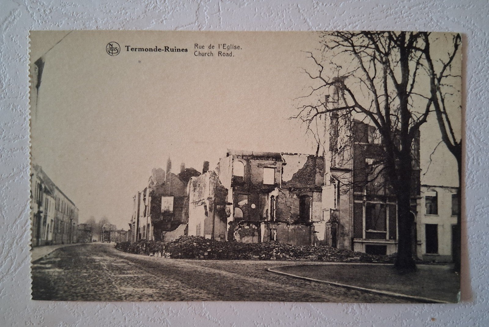 vintage Postkaart ruïnes Kerkstraat van Dendermonde, Verzamelen, Ophalen of Verzenden