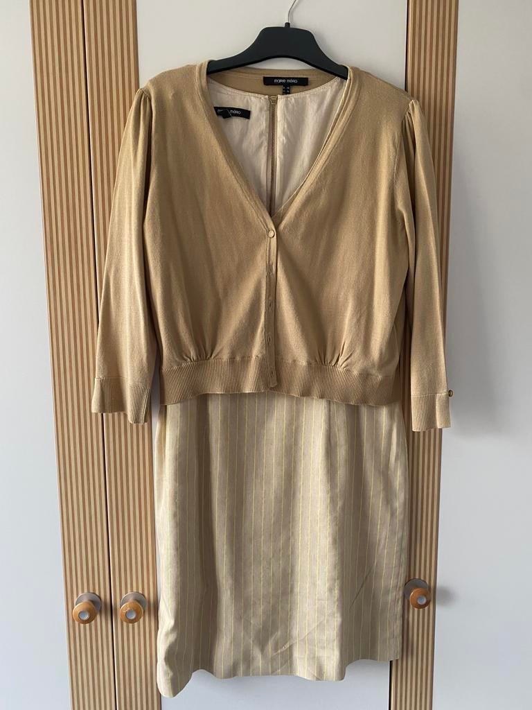 Nieuw Ensemble jurk en vest Marie Méro maat 38, Maat 38/40 (M), Beige, Nieuw, Ophalen of Verzenden