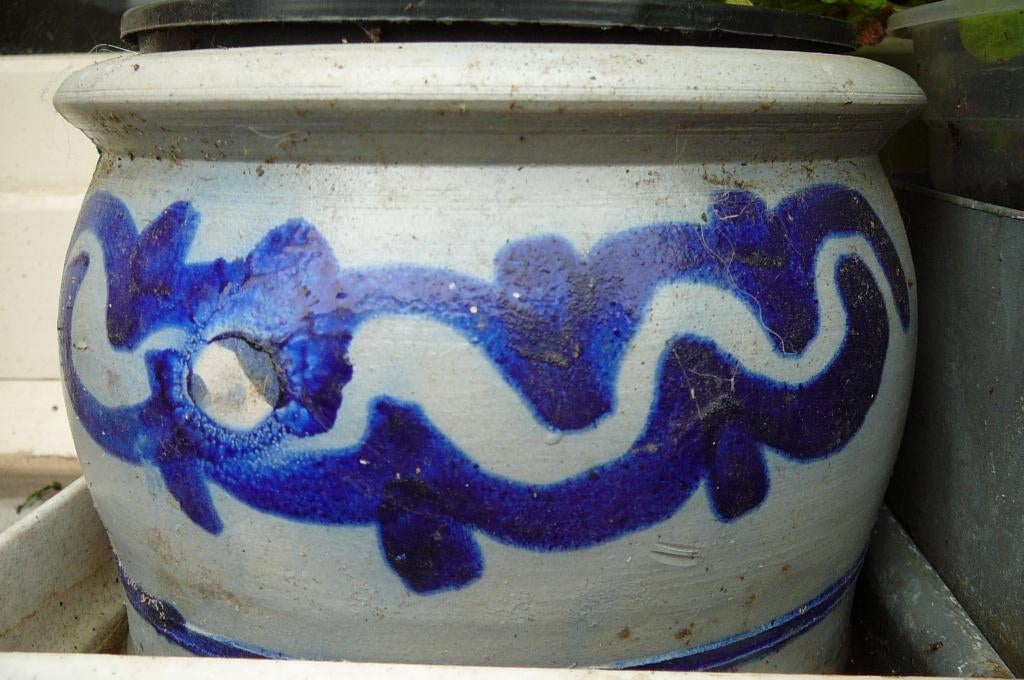 pot de fleurs en grès, Enlèvement ou Envoi, Moins de 25 cm, Rond, Utilisé