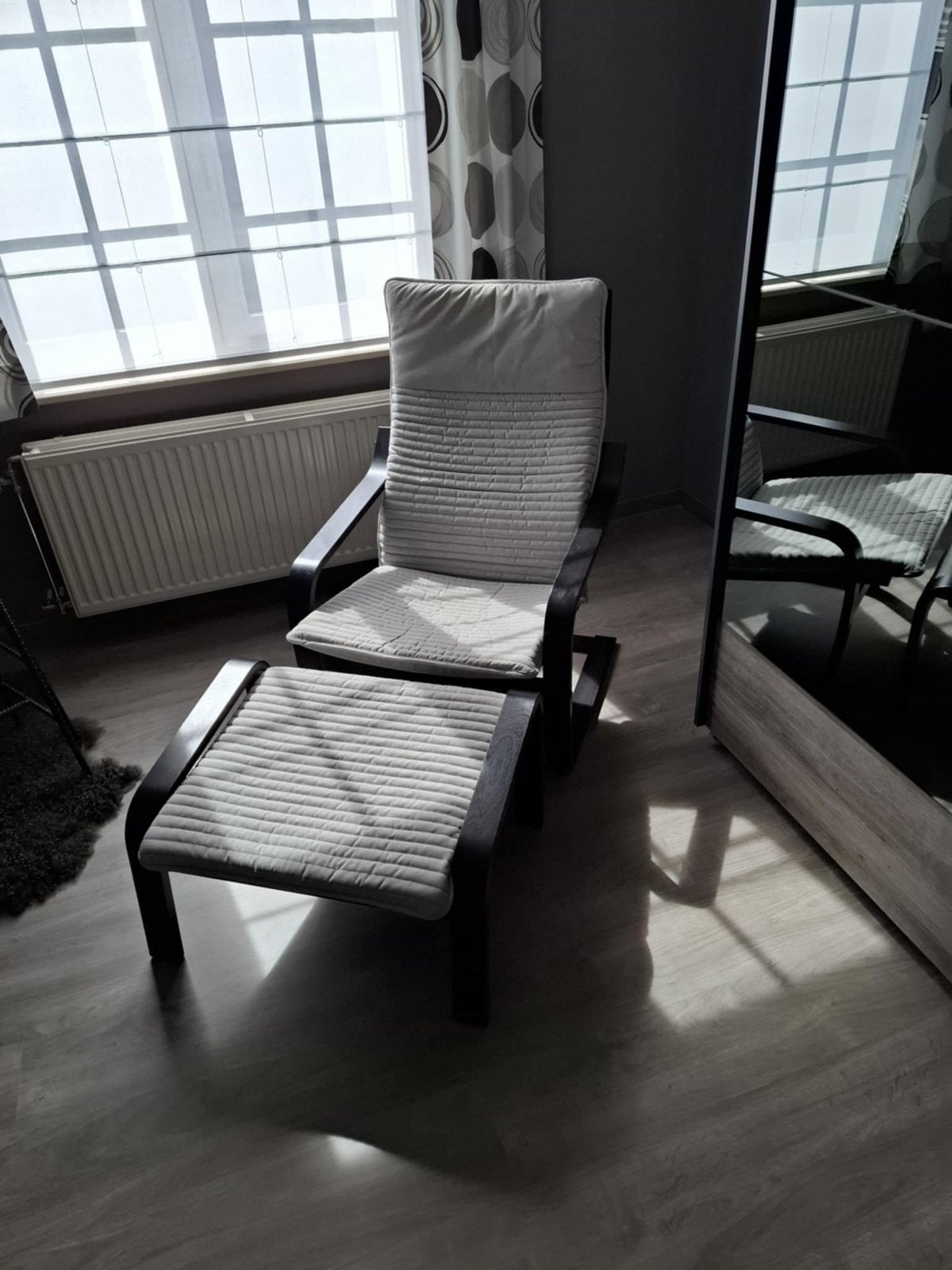 POÄNG Fauteuil en voetenbank ikea, Ophalen, Zo goed als nieuw, Hout