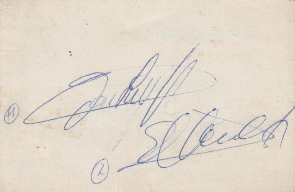 Handtekening Eddy Merckx en Rik Van Looy, Ophalen of Verzenden, Gebruikt, Poster, Plaatje of Sticker