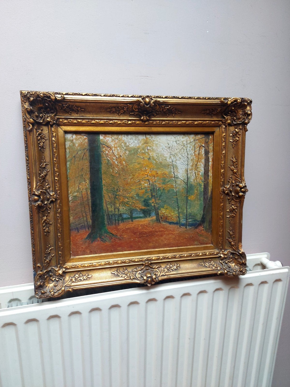 Herfstlandschap doek, Enlèvement, Signé, Toile