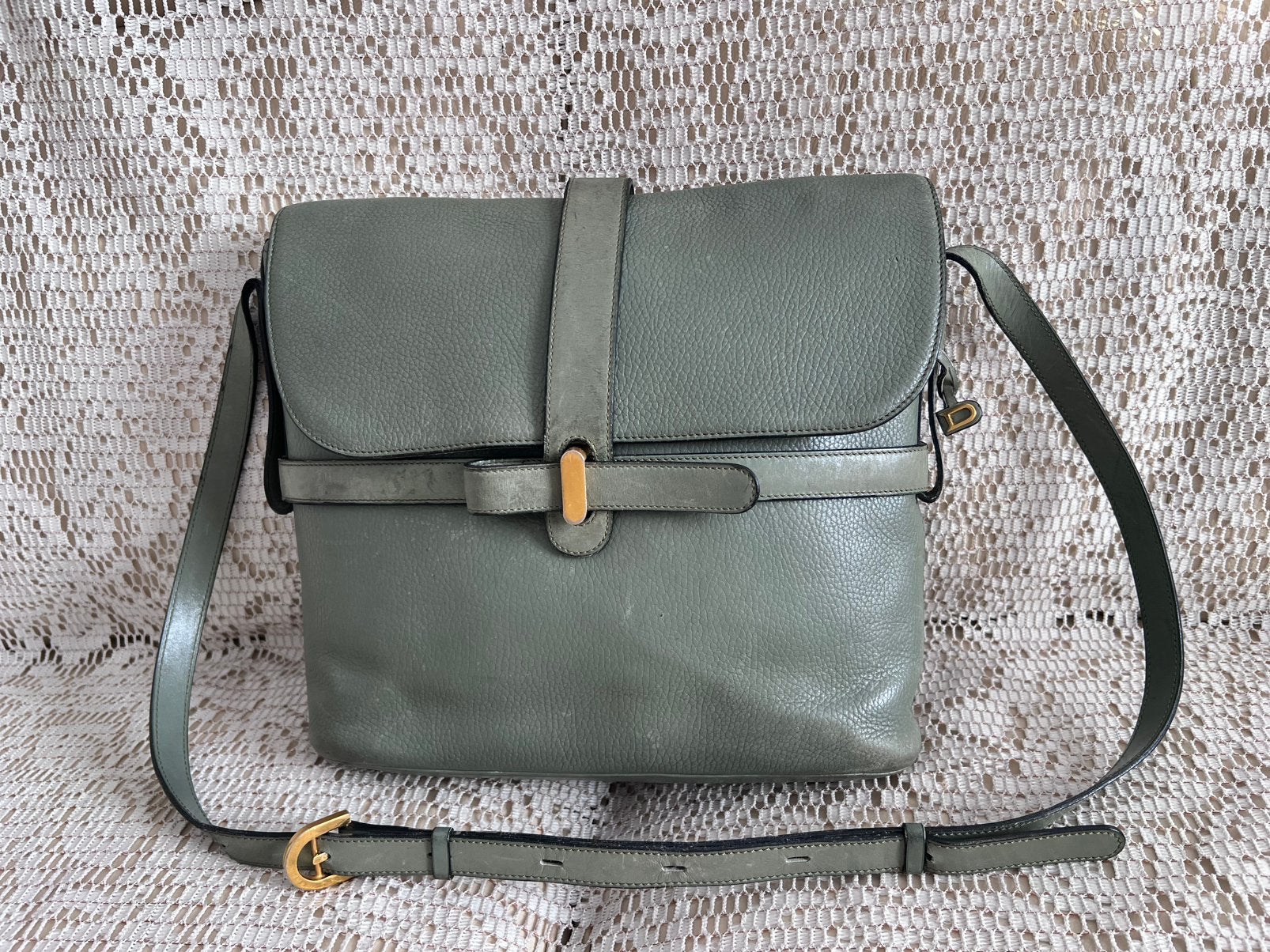 DELVAUX Simplissime groene leren tas, Ophalen of Verzenden, Zo goed als nieuw, Groen, Leer