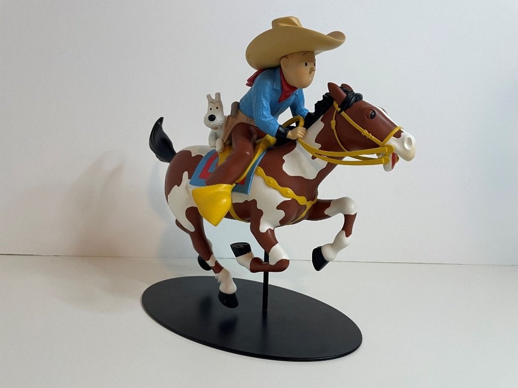 GEZOCHT-Kuifje op het paard, Enlèvement ou Envoi, Tintin, Comme neuf, Statue ou Figurine