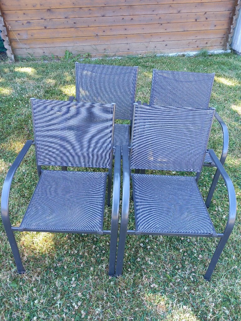 Lot de 4 chaises de jardin, Enlèvement, Comme neuf, Métal, Empilable