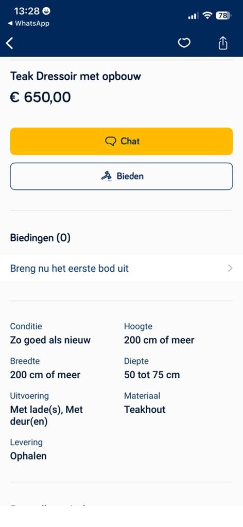 Teak dressoir zo goed als nieuw, Ophalen, Zo goed als nieuw