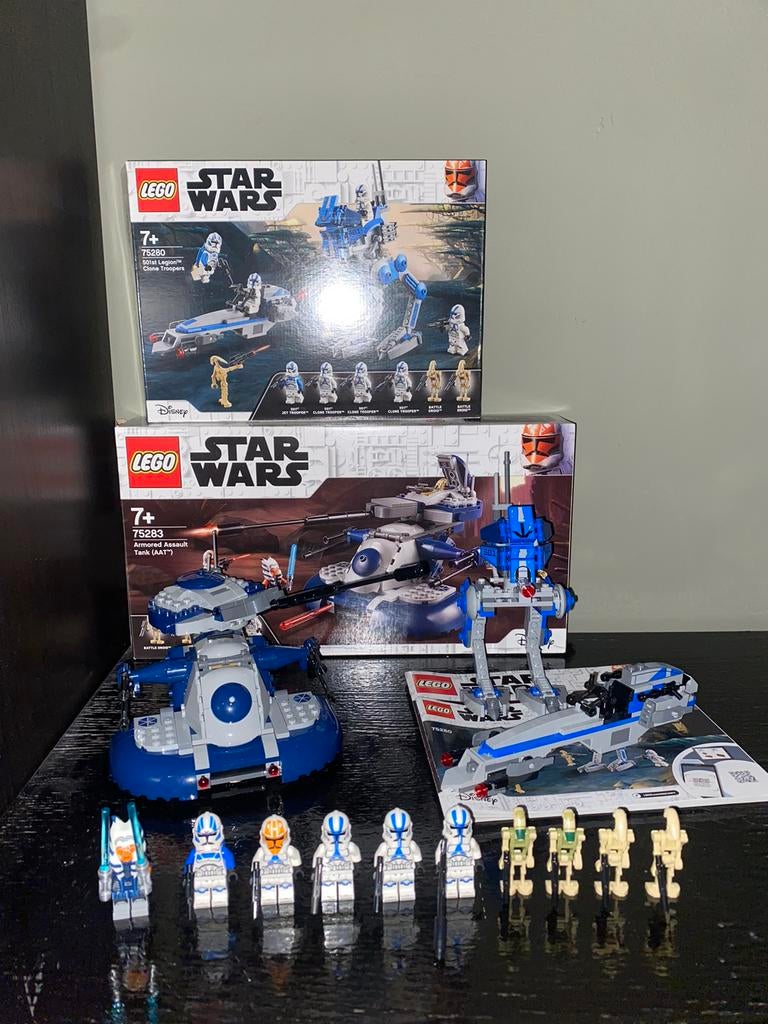 2 set Lego Star Wars AAT + 501st Battle Pack, Plusieurs sets, Lego, Ensemble complet, Comme neuf