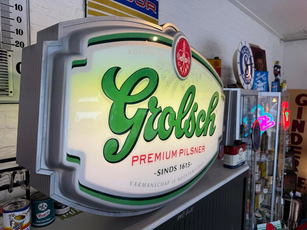 Grolsch bier reclame lichtbak, Ophalen, Gebruikt, Lichtbak of (neon) lamp