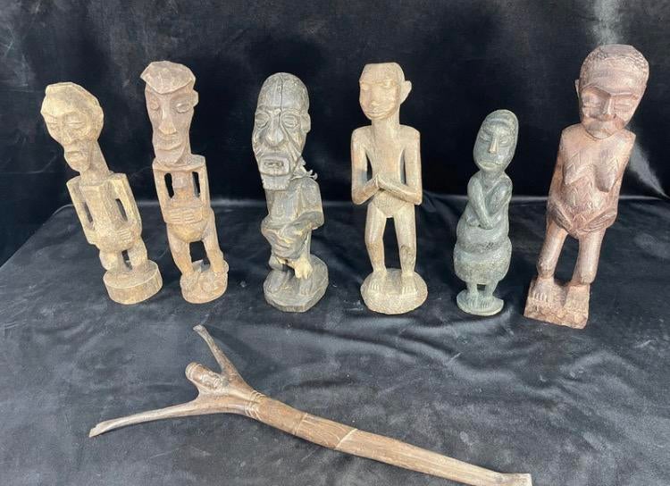 Lot de 7 statues africaines, Antiquités & Art, Enlèvement ou Envoi